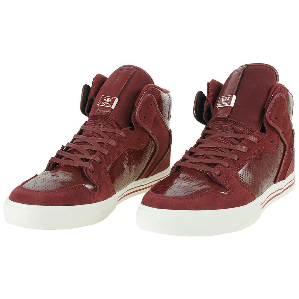 Baskets Montantes Supra Vaider Bordeaux Burgundy Patent/Suede Homme | EZK-77299607